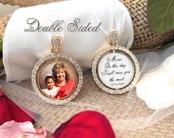 Wedding Memorial Bouquet Charm for Bride-Mom On This Day I Will Miss You The Most-Photo Memory Gift-Remembrance-Loss of Loved One Keepsake