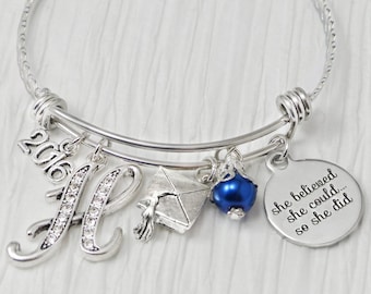 Senior 2026 Gift Graduation Jewelry- She believed she could so she did-Grad gifts- Bangle Bracelet- College Grad Gifts-Personalized, For Her