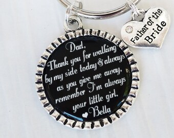 Father of the Bride Gift -Key chain -Personalized Wedding Keychain -Father Wedding Gift - Thank you for - Dad- Grandpa Wedding Gift- Date