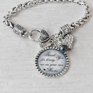 Stiefmoeder van bruid geschenken- geschenk van bruid dochter- of stiefmoeder van bruidegom geschenk, bruiloft armband-gepersonaliseerde dank u voor het houden van mij als uw eigen