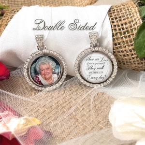 Bridal Photo Bouquet Memory Charm for Wedding-Photo Memory Gift-Bride Wedding Memory-Wedding Remembrance Loved One-Double Sided-Keepsake