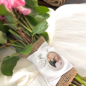 Bride Memory Bouquet Charm-Memorial Gift for Bride-Pieces Of My Heart Are In Heaven-Attach to Bridal Bouquet-Loss of Loved One-Memory Charm
