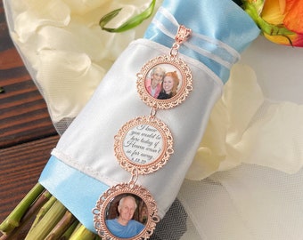Photo Bouquet Charm for Bridal Bouquet-Custom Photographs with Custom Sayings-Wedding Remembrance Gift-Loss of Loved One-Bouquet Photo Charm