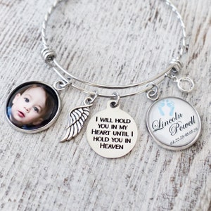 Photo Memorial Jewelry- Remembrance Bracelet with Name and Date-Expandable Bangle-Photo Sympathy Gift-Condolence Gift, Sympathy, In Memory