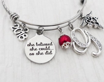 Personalized PTA Graduate Gift- Bangle Bracelet, Charm Bracelet- Expandable Bangle Bracelet-Physical Therapy Assistant, PTA, pt, ot, Grad