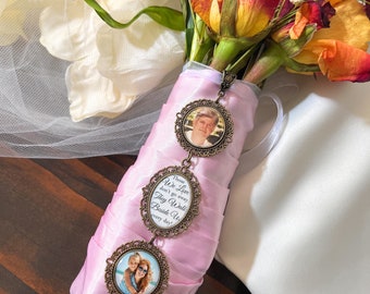 Photo Bouquet Charm for Bridal Bouquet-Custom Photographs with Custom Sayings-Wedding Remembrance Gift-Loss of Loved One-Bouquet Photo Charm
