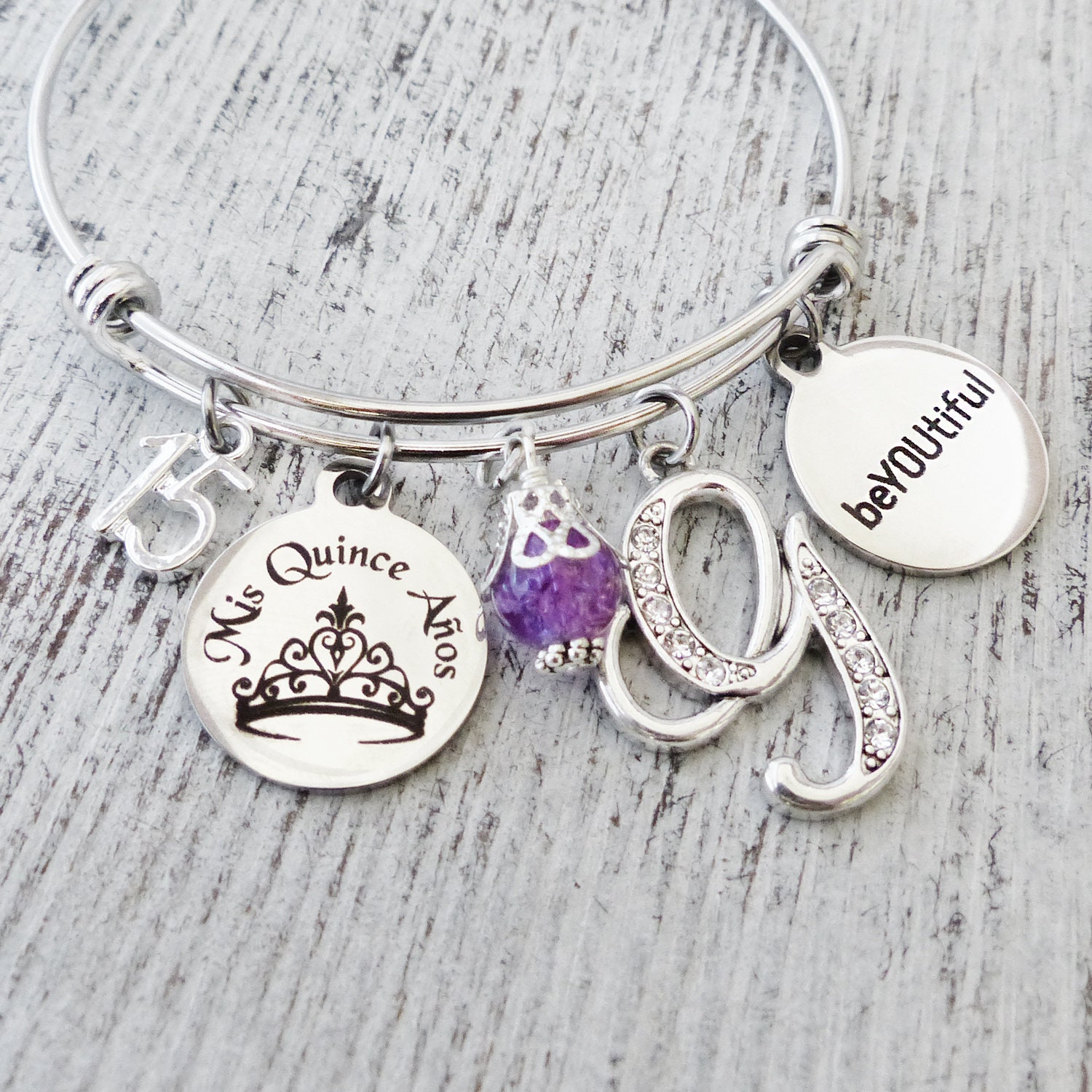 Quinceanera bracelet with best sale name