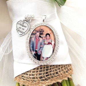Spaans Memorial Photo Bouquet Charm-Siempre en mi Corazon-Remembrance Gift-Attach to Bridal Bouquet-Bridal Keepsake-Wedding-Bride Memory