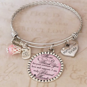 Mother of the Bride BRACELET- Gift from Bride- Wedding Bracelet-Personalized Wedding Bracelet- Mob Gift- Thank you for- Wedding Jewelry