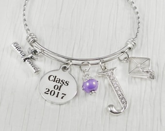 Class of 2023 Graduation Gift-Grad gifts for Her-Personalized Bangle Bracelet-High School Graduation Gifts-graduation Jewelry-Diploma-Senior