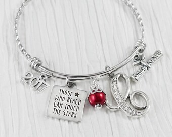 2026 High School Graduation GIFT for Her- Those who reach can touch the stars, Grad gifts- Bangle Bracelet- College Grad Gifts, Personalized