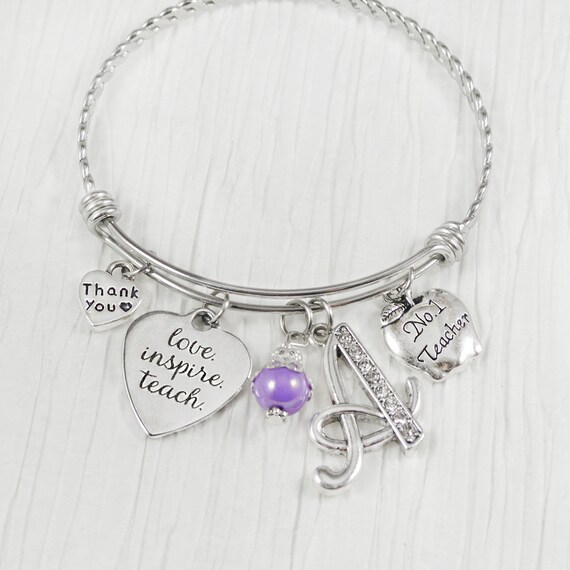 TB1, Bracciale regolabile per insegnante personalizzato, Regalo per insegnante, Gioielli per insegnanti, Fascino pastelli, Fascino per bambini, Regali per insegnanti, Fascino per insegnanti - Italia