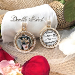 Pet Memorial Photo Charm for Bridal Bouquet-Walking With You One More Time On Your Wedding Day-Photo Memory Gift-Loss of Dog Memory Charm