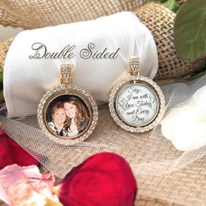 Wedding Photo Charm for Bride&#39;s Bouquet-With You Today and Every Day-Photo Memory Gift-Remembrance-Bridal Bouquet Charm-Loss of Loved One
