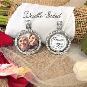 Abalorio de ramo de fotos conmemorativo de novia-te extraño-regalo de memoria de foto-recuerdo-pérdida de un ser querido-adjuntar a ramo de novia-colgante de memoria de novia