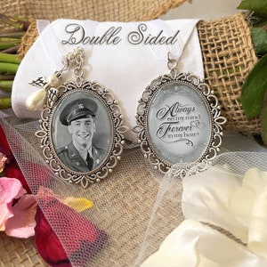 Bridal Bouquet Charm-Double Sided Memorial Wedding Gift-Attach to Bridal Bouquet-Wedding Memorial Loss Of Loved One-Always In My Heart