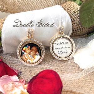 Bridal Memorial Bouquet Charm-Walk Me Down The Aisle Daddy-Photo Memory Gift-Remembrance-Loss of Loved One-Attach to Bridal Bouquet