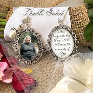 Bridal Photo Bouquet Charm-Memorial Wedding Charm-Loss of Mom Wedding Remembrance Gift-Memory Picture Charm Loss of Loved One-Double Sided