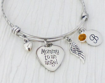 Kind Verlust Geschenk-Mama zu einem Engel Schmuck-Personalisierte Erinnerung Geschenke-Armreif Armband-Gedenk Geschenk-Verlust des Sohn-Tochter-Engel-Flügel-Baby
