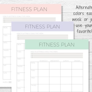 Weekly Fitness Planner Printable - Fitness Tracker - Health Planner - Health Tracker - Health & Fitness - Food and Exercise Plan