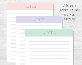 Notes Printable - Notes Planner - Notes Page Printable - Printable To Do List - Notes Planner Page - Printable Planner - Notes Insert