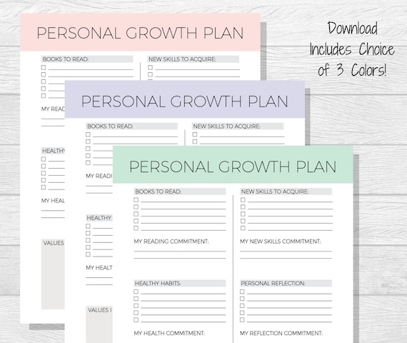 personal growth plan printable personal development goal etsy personal development plan