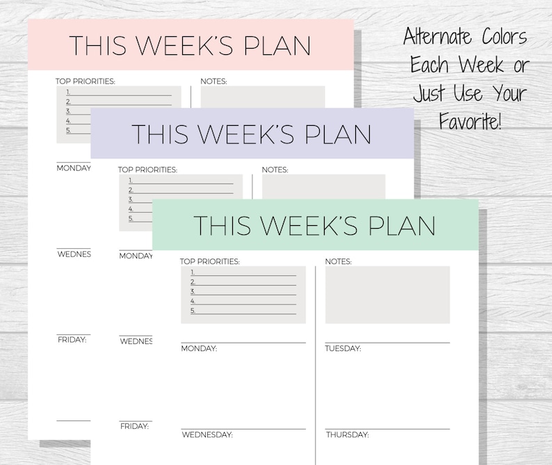 weekly planner printable 2018 planner pdf printable | etsy
