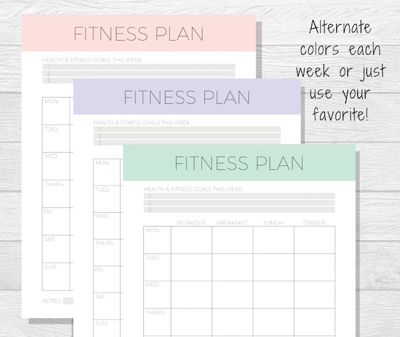 Weekly Fitness Planner Printable - Fitness Tracker - Health Planner - Health Tracker - Health & Fitness - Food and Exercise Plan