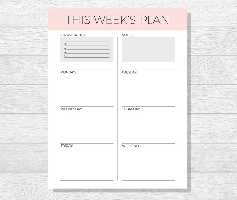 weekly planner printable 2018 planner pdf printable etsy