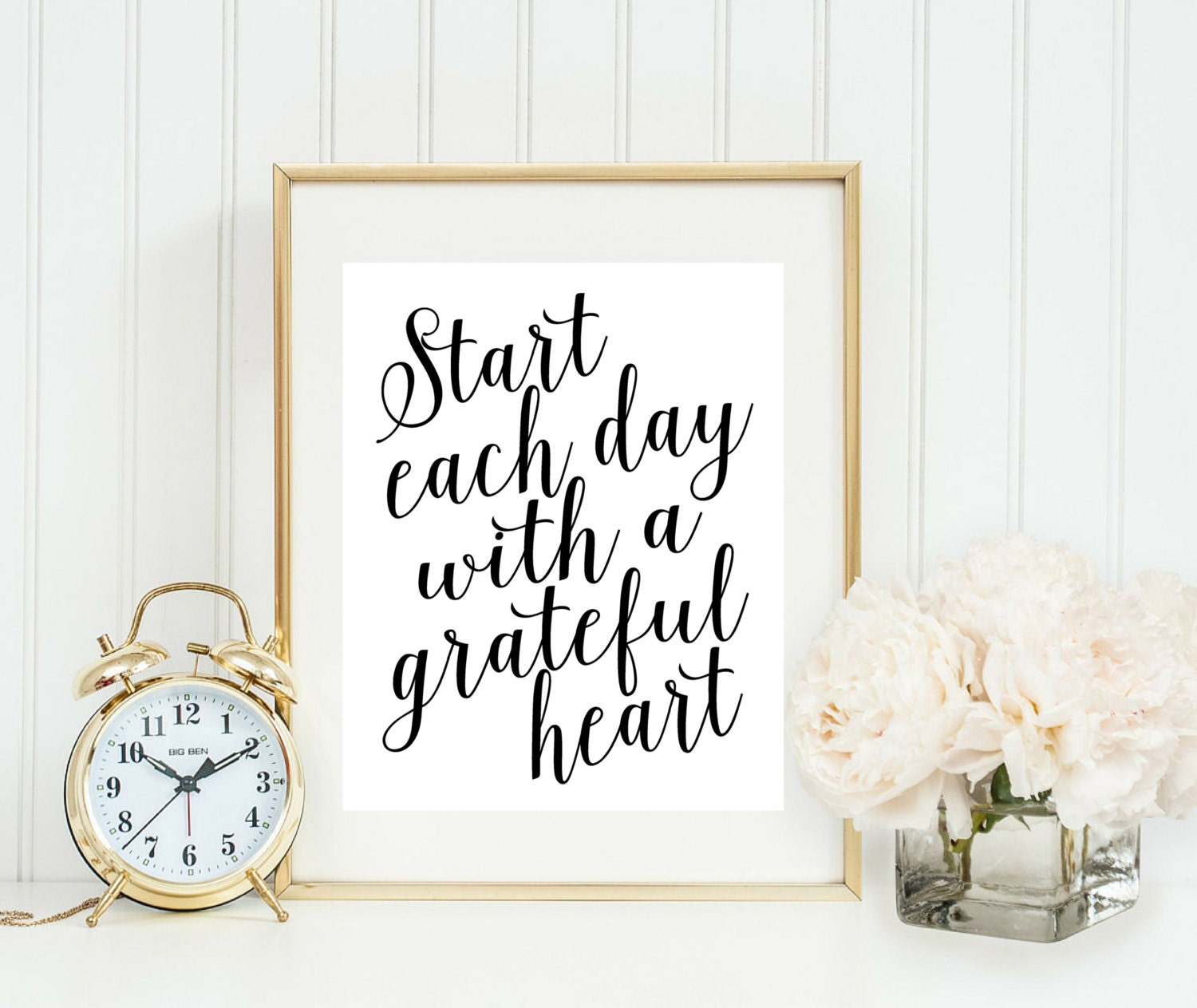 Start Each Day With A Grateful Heart Print - Home Office Sign Wall Ar…