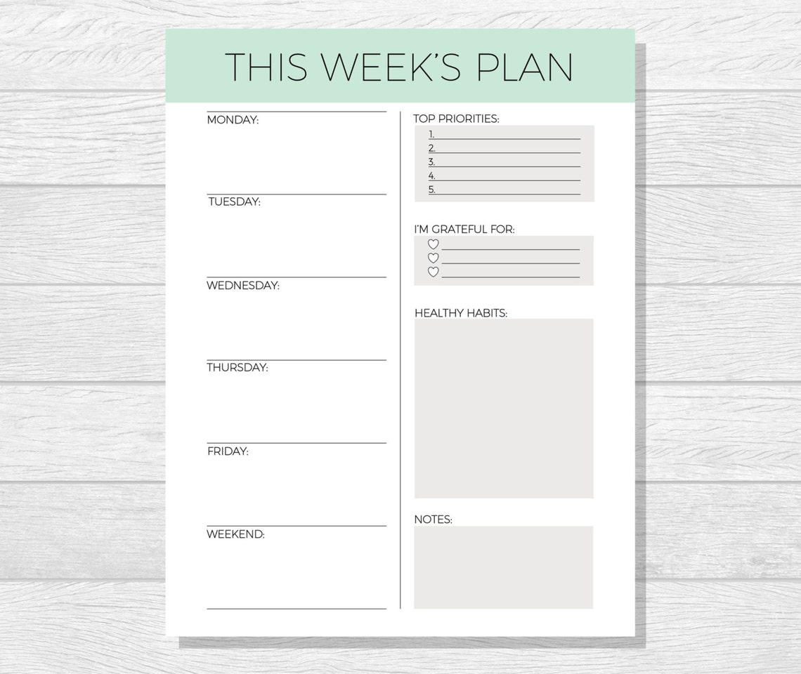 Weekly Planner Printable - Weekly Schedule - Weekly Organizer - A4 ...
