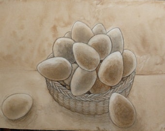 All My Eggs in One Basket original coffee painting