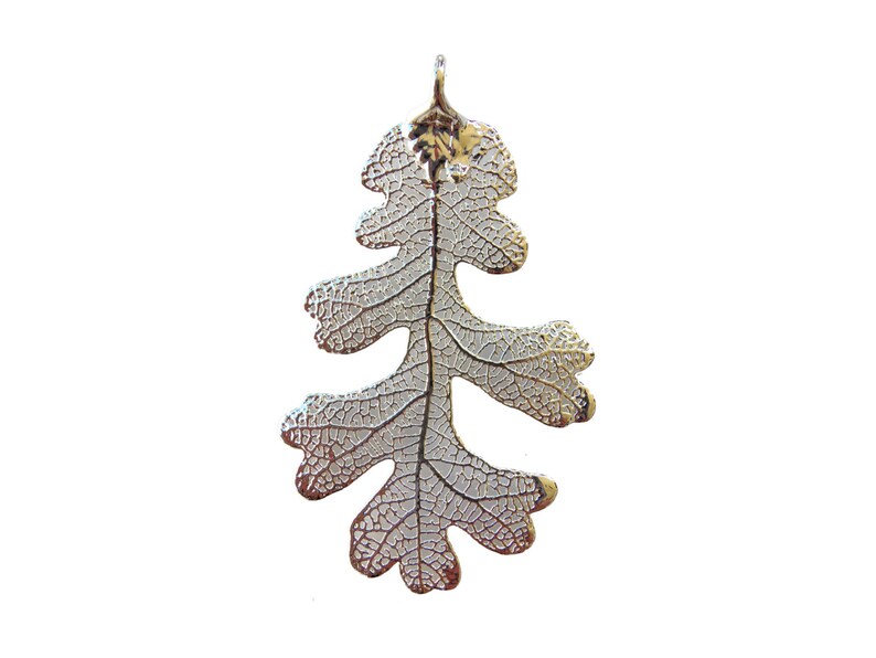 Silver Plated Lacy Oak Pendant Silver Dipped Pendant Leaf Etsy