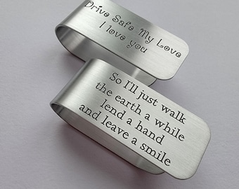 Engraved Aluminum Visor Clip, Customized Visor Clip, New Driver, Car Visor Clip, Gift for Him or Her, Sweet 16, Gift for Friend, Birthday