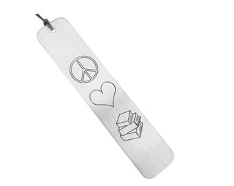 Peace Love Books Bookmark, Engraved Aluminum Bookmark, Gift for Her or Him, Book Club, Birthday, Christmas, Bookworm, Teacher Gift