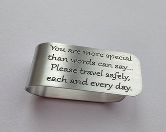 Engraved Aluminum Visor Clip, New Driver, Safe Travels Visor Clip, Car Visor Clip, Gift for Family or Friend, Birthday, Sweet Sixteen