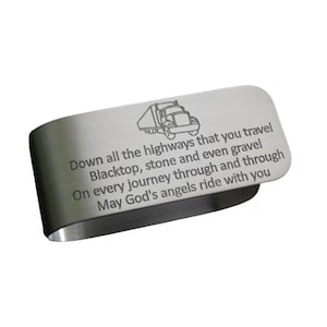 Engraved Aluminum Visor Clip, Truck Driver Visor Clip, Safe Travels/Journey Visor Clip, Gift for Family/Friend, Birthday, Vehicle Visor Clip
