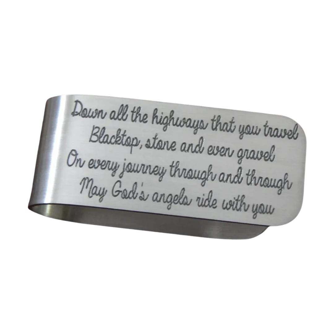 Safe Travels/Journey Visor Clip, Engraved Aluminum Visor Clip, Car Visor Clip, New Driver, Gift For Him or Her, Sweet Sixteen, Birthday