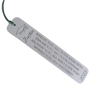 Graduation Bookmark, Engraved Aluminum Bookmark, Inspirational Quote, Personalized Bookmark, High School/College Graduation Gift, Graduate