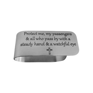 Engraved Aluminum Car Visor Clip: Protect All Message, New Driver Gift- Personalized