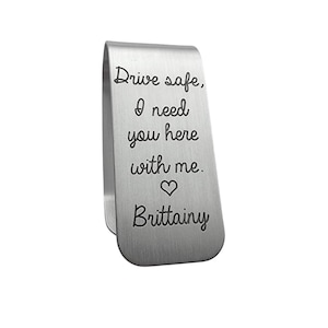 Drive Safe Visor Clip, Engraved Aluminum, New Driver Visor Clip, Car Visor Clip, Gift for Him or Her, Birthday, Personalized, Car Accessory
