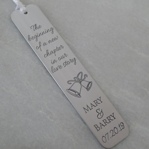 Wedding Bookmark, Engraved Alumunim, Wedding Day Gift, Gift for Bride and Groom, Custom Bookmark, Anniversary Gift, Personalized