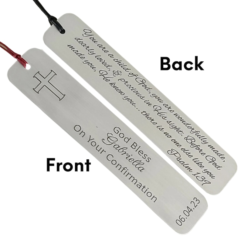 Engraved Aluminum Confirmation Bookmark, Personalized Confirmation Gift ...