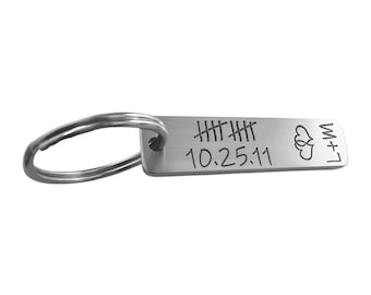 Anniversary Tally Mark Engraved Aluminum Keychain - Personalized