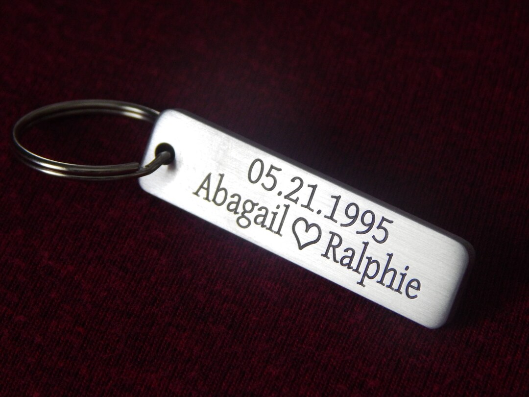 Couples Keychain Engraved Aluminum Anniversary Keychain Etsy