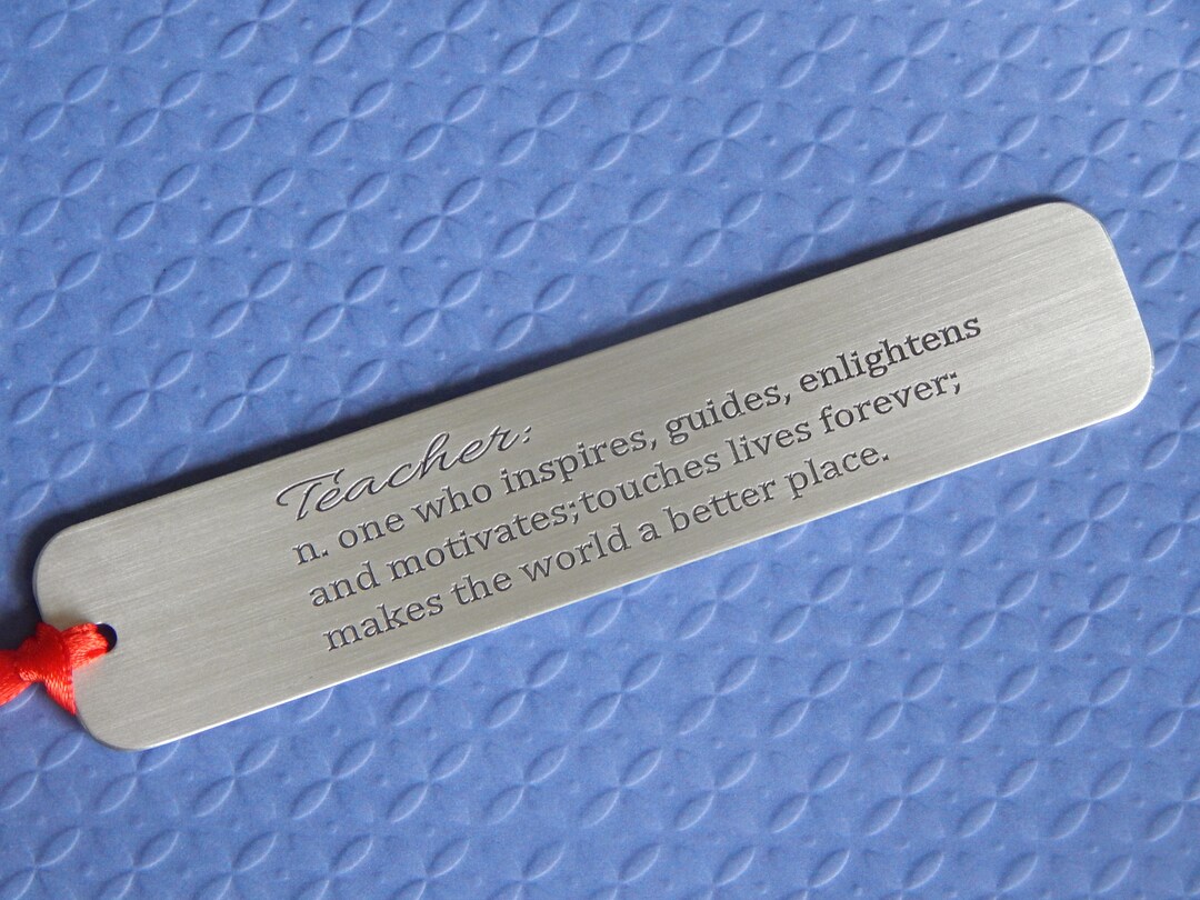 Engraved Aluminum Bookmark Definition of Teacher Bookmark Etsy