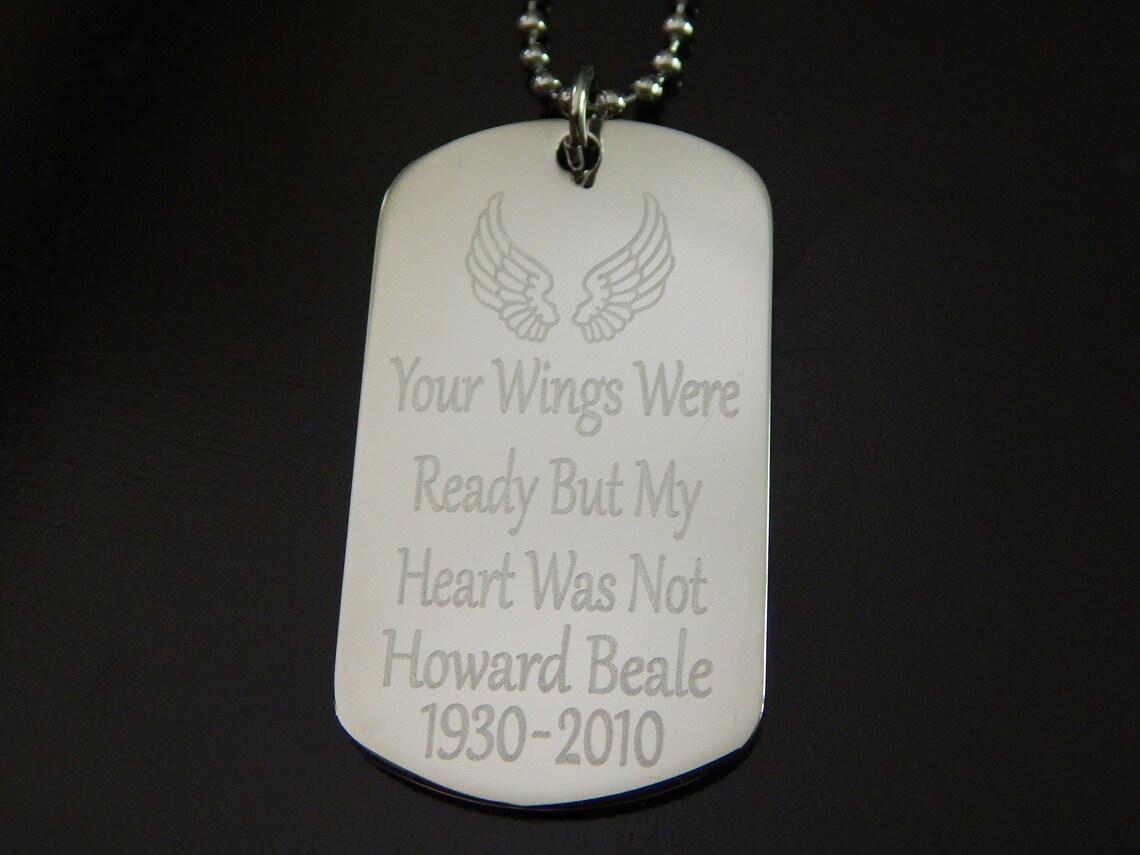 Memorial Dog Tag Necklace Engraved Stainless Steel Dog Tag Etsy