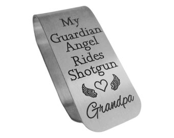 Guardian Angel Visor Clip, Engraved Aluminum Visor Clip, Gift for Loved One, Memorial Visor Clip, Car Visor Clip, Remembrance, Personalized