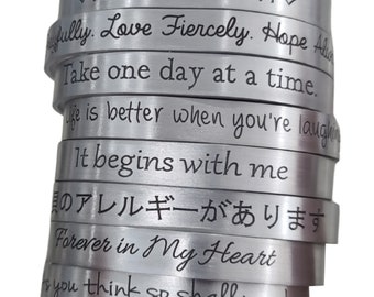 Engraved Cuff Bracelet, Personalized Aluminum Bracelet, Custom Engraved Bracelet, Engraved Cuff, Gift for Mom, Sister, Friend, Aunt
