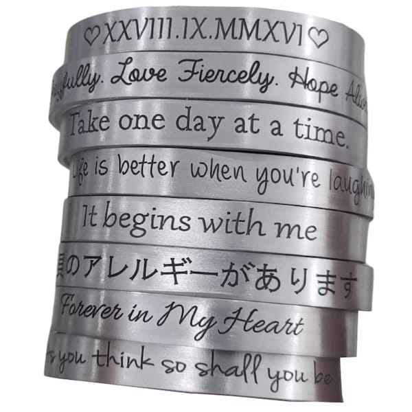 Engraved Cuff Bracelet, Personalized Aluminum Bracelet, Custom Engraved Bracelet, Engraved Cuff, Gift for Mom, Sister, Friend, Aunt